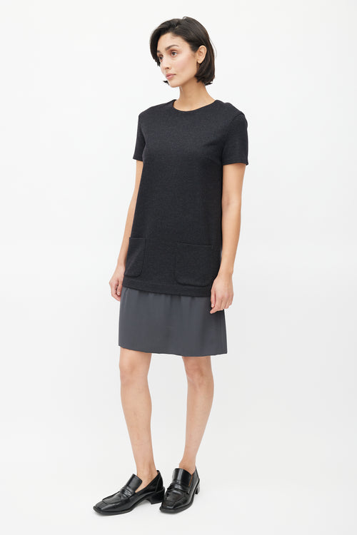 Brunello Cucinelli Dark Grey Wool 
Silk Dress