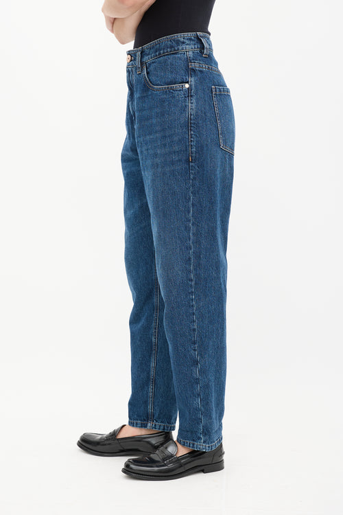 Brunello Cucinelli Dark Wash High Waist Tapered Jeans