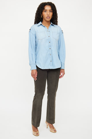 Brunello Cucinelli Denim Monili Collar Top