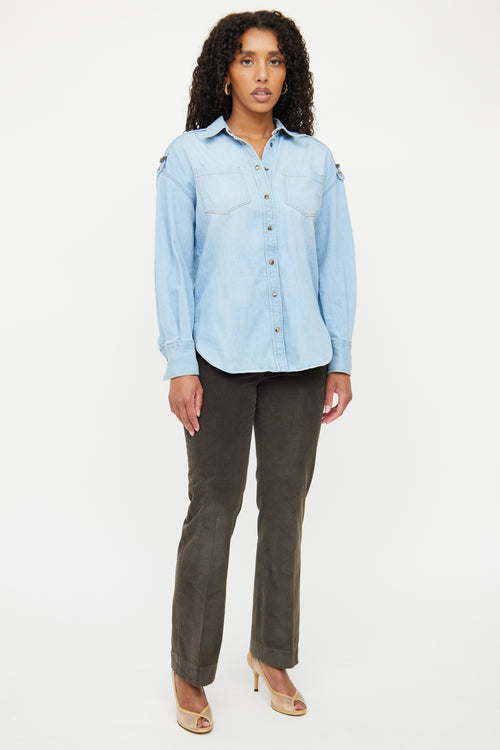 Brunello Cucinelli Denim Monili Collar Top