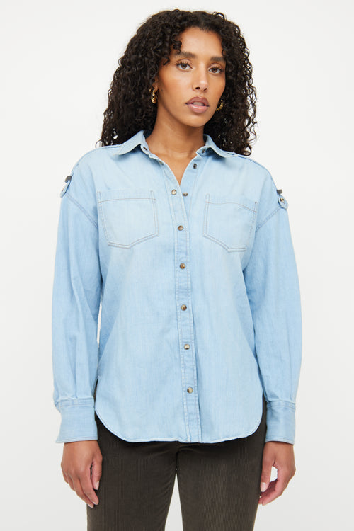 Brunello Cucinelli Denim Monili Collar Top