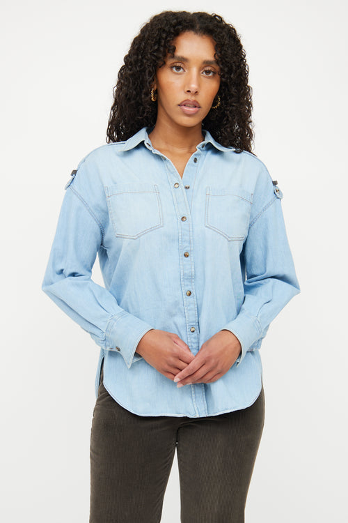 Brunello Cucinelli Denim Monili Collar Top