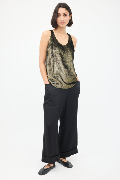 Brunello Cucinelli Gold Velvet Metallic Ribbed Tank Top