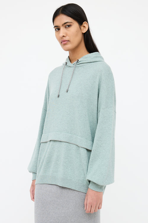 Brunello Cucinelli Green Wool Long Sleeve Hoodie