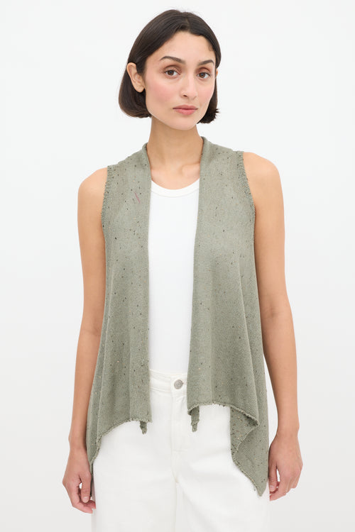 Brunello Cucinelli Green Linen Knit Sequin Vest