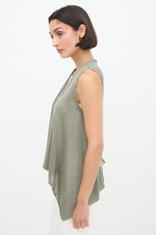 Brunello Cucinelli Green Linen Knit Sequin Vest