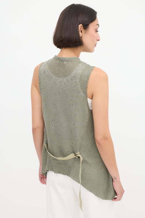 Brunello Cucinelli Green Linen Knit Sequin Vest