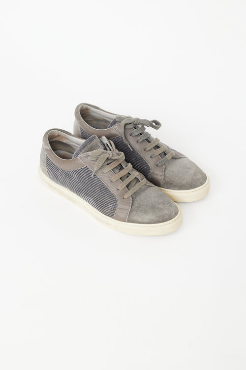 Brunello Cucinelli Grey Suede Corduroy Sneaker