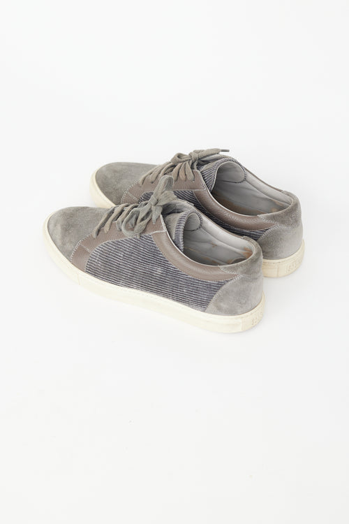 Brunello Cucinelli Grey Suede Corduroy Sneaker