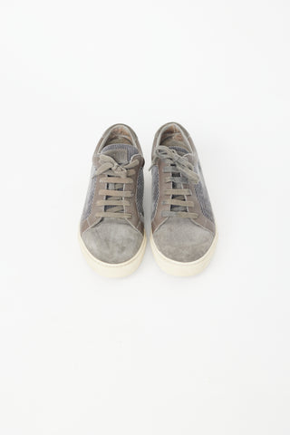 Brunello Cucinelli Grey Suede Corduroy Sneaker