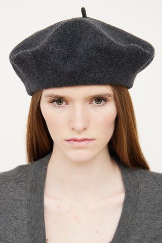 Brunello Cucinelli Grey Wool Monili Beret