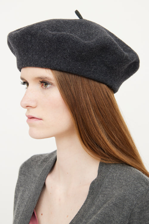 Brunello Cucinelli Grey Wool Monili Beret