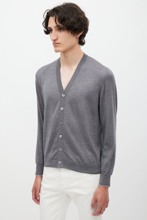 Brunello Cucinelli Grey Cashmere Cardigan