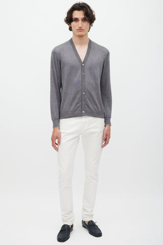 Brunello Cucinelli Grey Cashmere Cardigan