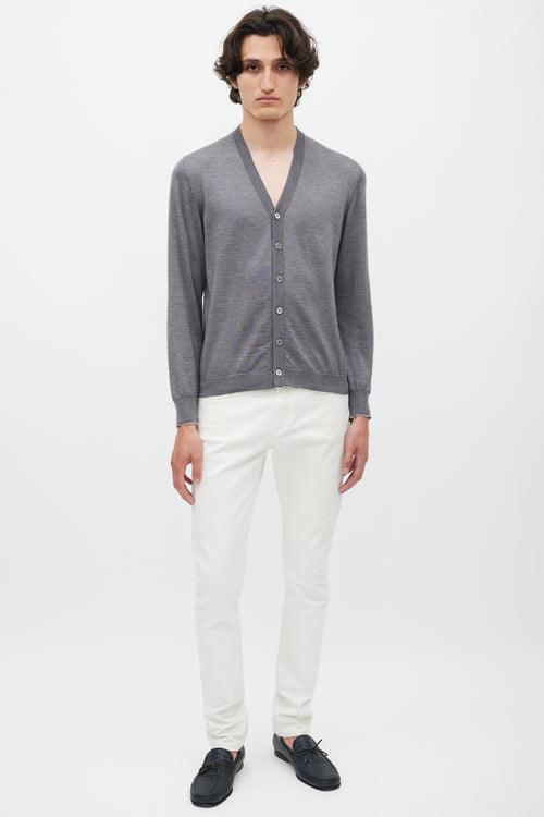 Brunello Cucinelli Grey Cashmere Cardigan