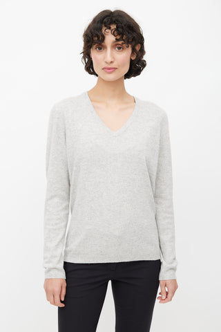 Brunello Cucinelli Grey Cashmere Elbow Patch Sweater