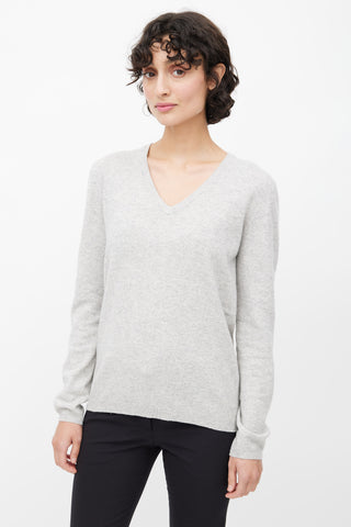 Brunello Cucinelli Grey Cashmere Elbow Patch Sweater