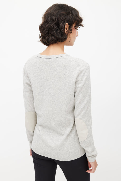 Brunello Cucinelli Grey Cashmere Elbow Patch Sweater