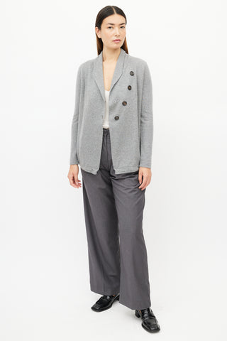 Brunello Cucinelli Grey Cashmere Knit Cardigan