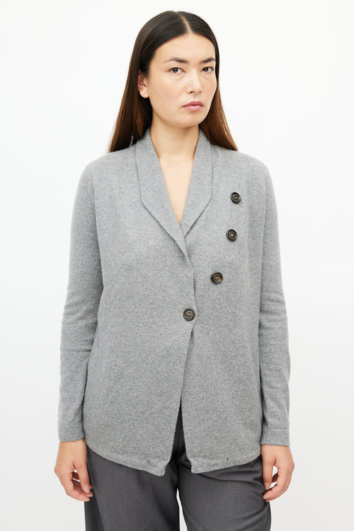 Brunello Cucinelli Grey Cashmere Knit Cardigan