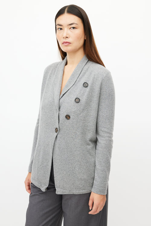 Brunello Cucinelli Grey Cashmere Knit Cardigan