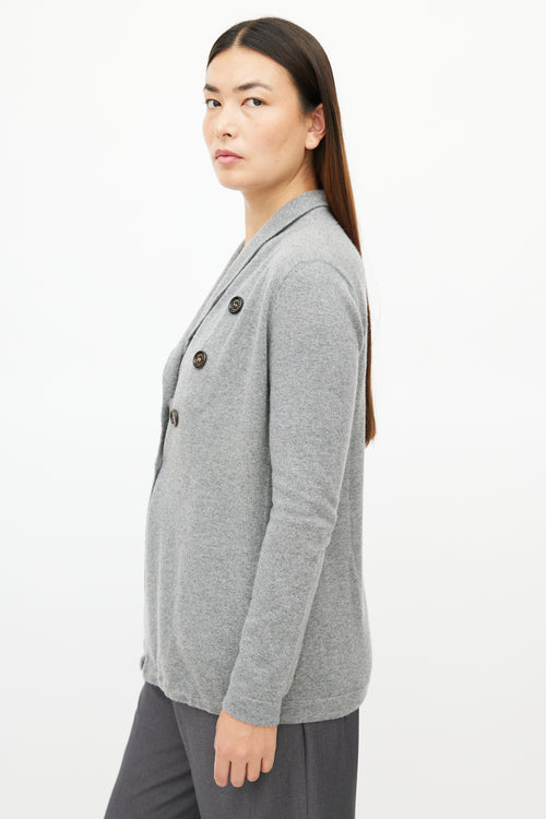 Brunello Cucinelli Grey Cashmere Knit Cardigan