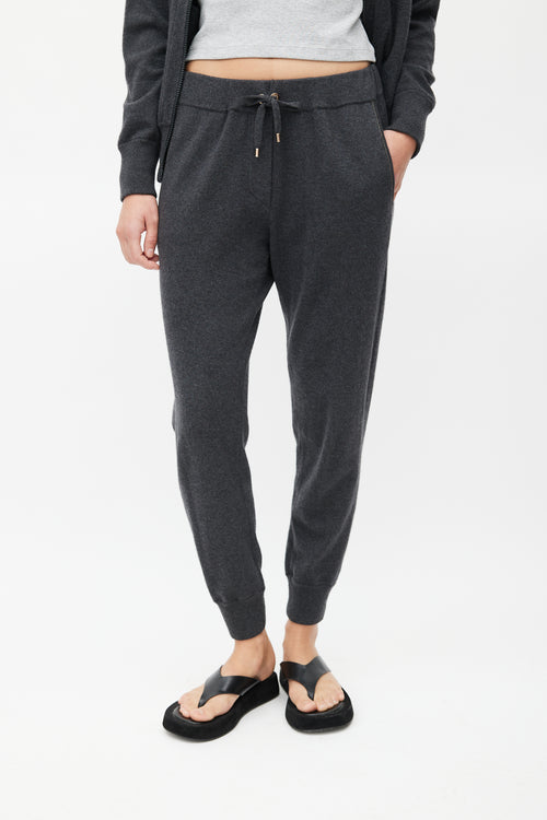 Brunello Cucinelli Grey Cashmere Knit Jacket 
Jogger Set