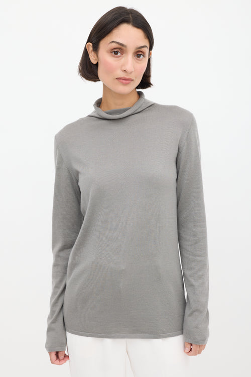 Brunello Cucinelli Grey Cashmere Knit Turtleneck