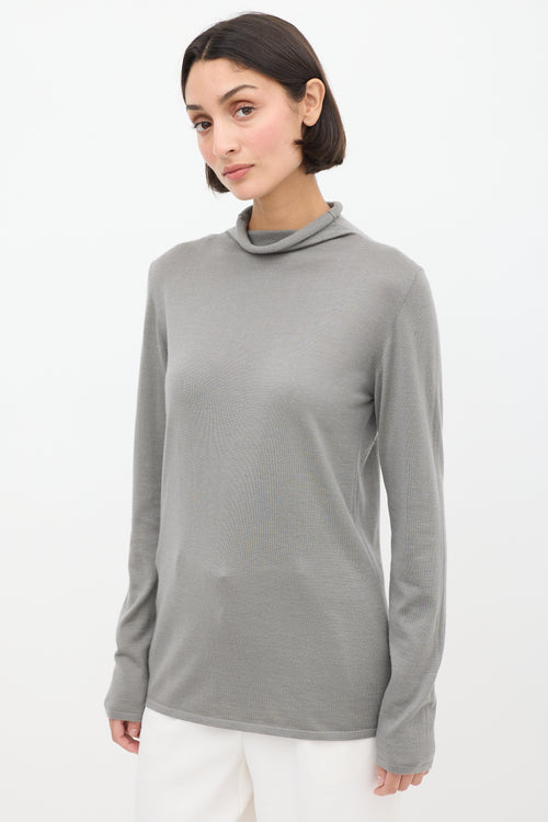 Brunello Cucinelli Grey Cashmere Knit Turtleneck