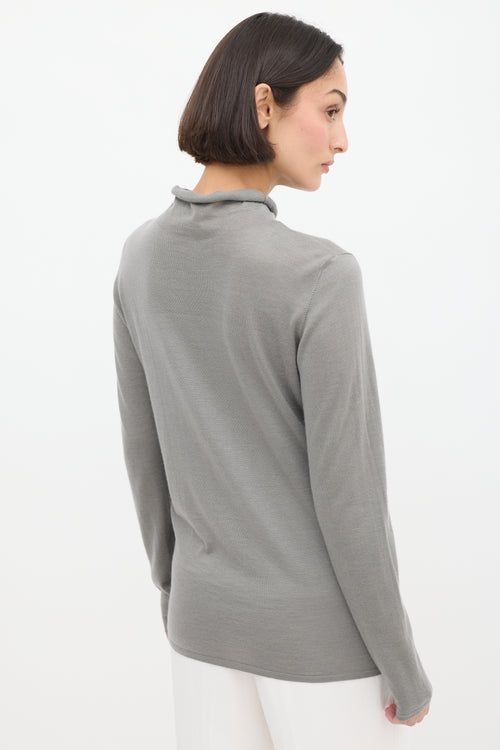 Brunello Cucinelli Grey Cashmere Knit Turtleneck