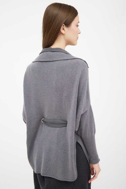 Brunello Cucinelli Grey Cashmere Knit Zip Sweater