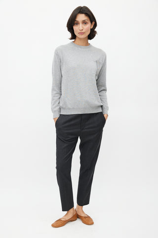 Brunello Cucinelli Grey Cashmere Monili Knit Sweater