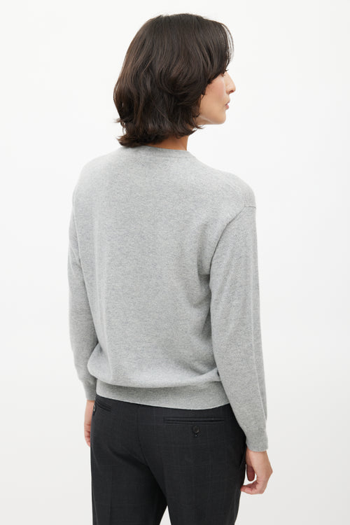 Brunello Cucinelli Grey Cashmere Monili Knit Sweater