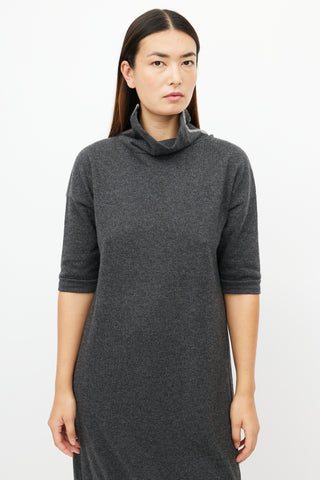 Brunello Cucinelli Grey Cashmere Monili Sweater Dress