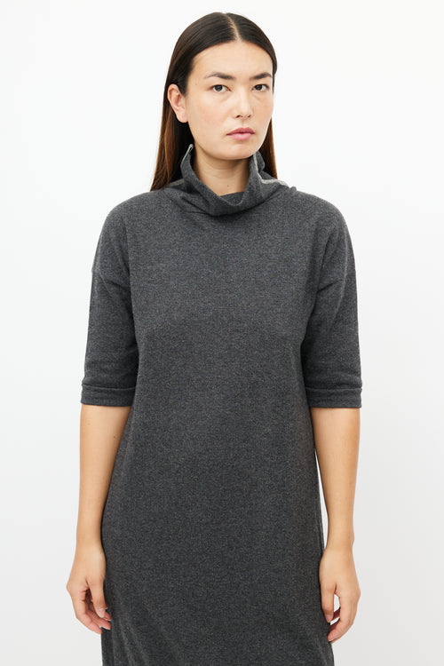 Brunello Cucinelli Grey Cashmere Monili Sweater Dress