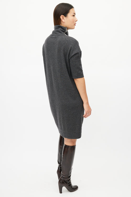 Brunello Cucinelli Grey Cashmere Monili Sweater Dress