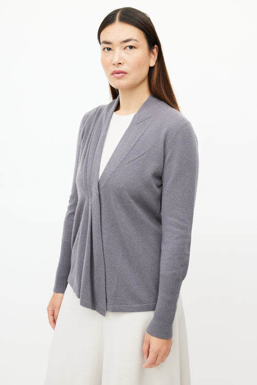 Brunello Cucinelli Grey Cashmere Pleated Cardigan