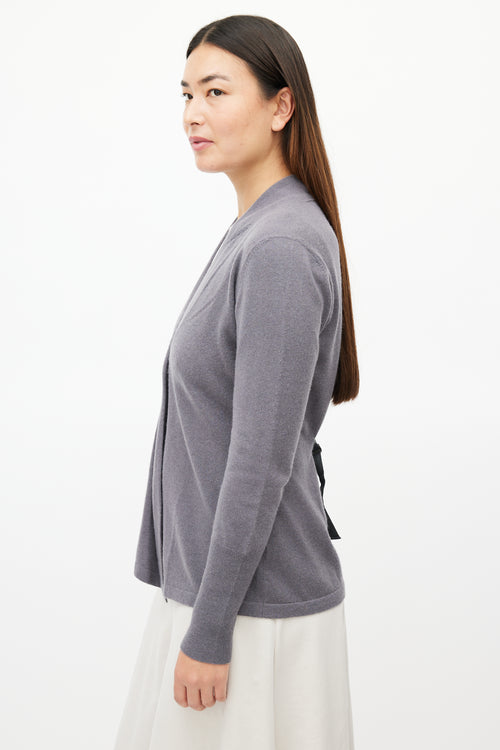 Brunello Cucinelli Grey Cashmere Pleated Cardigan