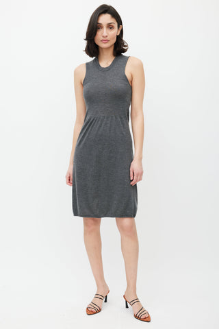 Brunello Cucinelli Grey Cashmere Eyelet Dress