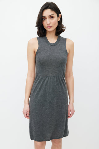 Brunello Cucinelli Grey Cashmere Eyelet Dress