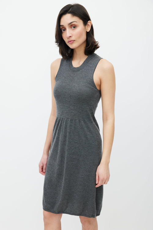 Brunello Cucinelli Grey Cashmere Eyelet Dress