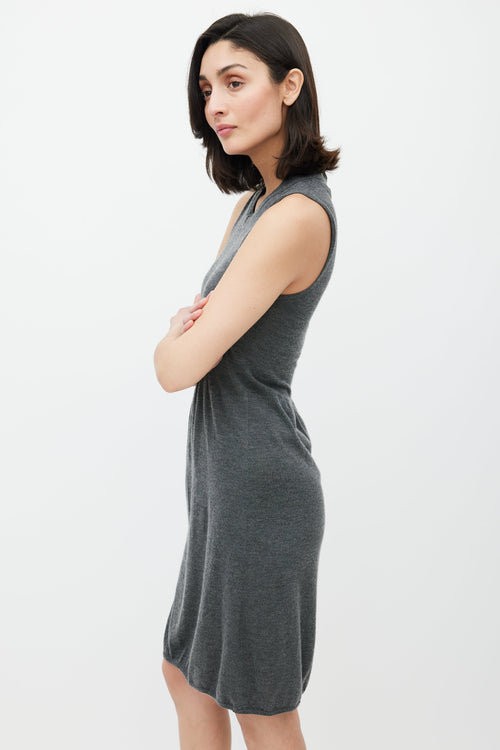 Brunello Cucinelli Grey Cashmere Eyelet Dress