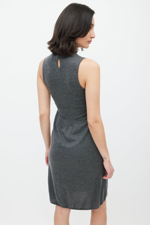 Brunello Cucinelli Grey Cashmere Eyelet Dress