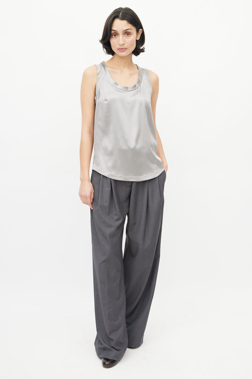 Brunello Cucinelli Grey Darted Satin Tank