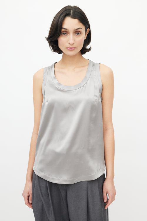 Brunello Cucinelli Grey Darted Satin Tank