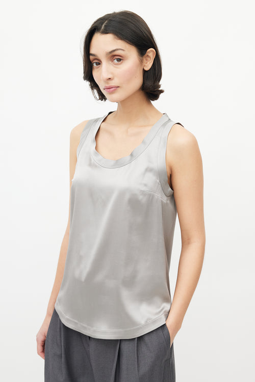 Brunello Cucinelli Grey Darted Satin Tank