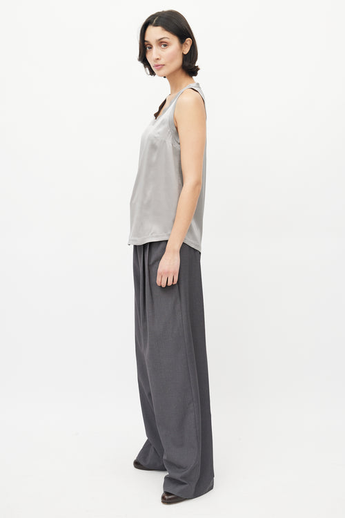 Brunello Cucinelli Grey Darted Satin Tank