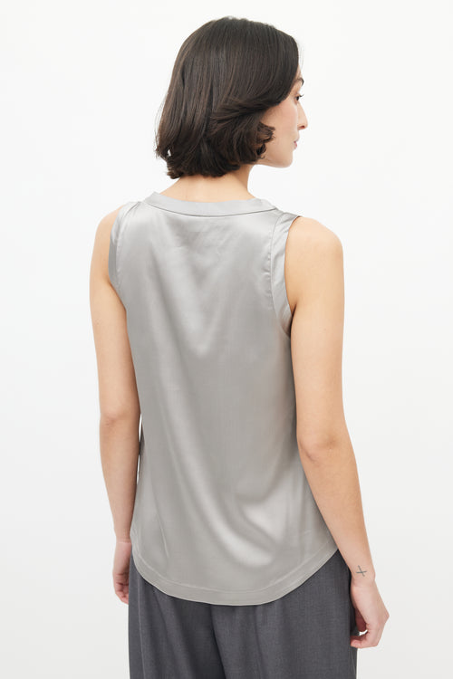 Brunello Cucinelli Grey Darted Satin Tank