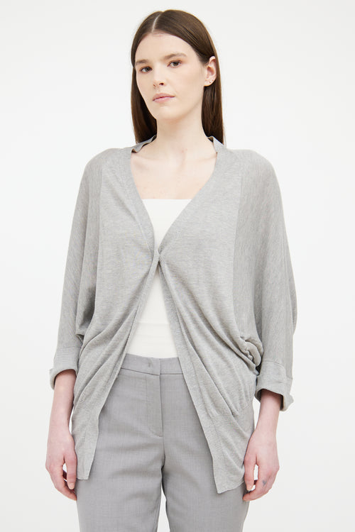 Brunello Cucinelli Grey Dolman Half Sleeve Cardigan