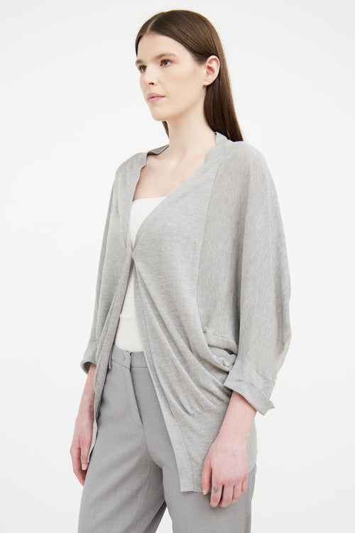 Brunello Cucinelli Grey Dolman Half Sleeve Cardigan